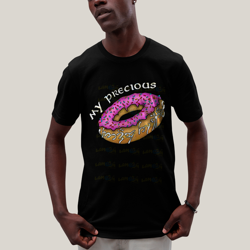 Camiseta Algodão Unissex T shirt - O Senhor dos Anéis Meu Precioso donuts rosquinha rosa my precious