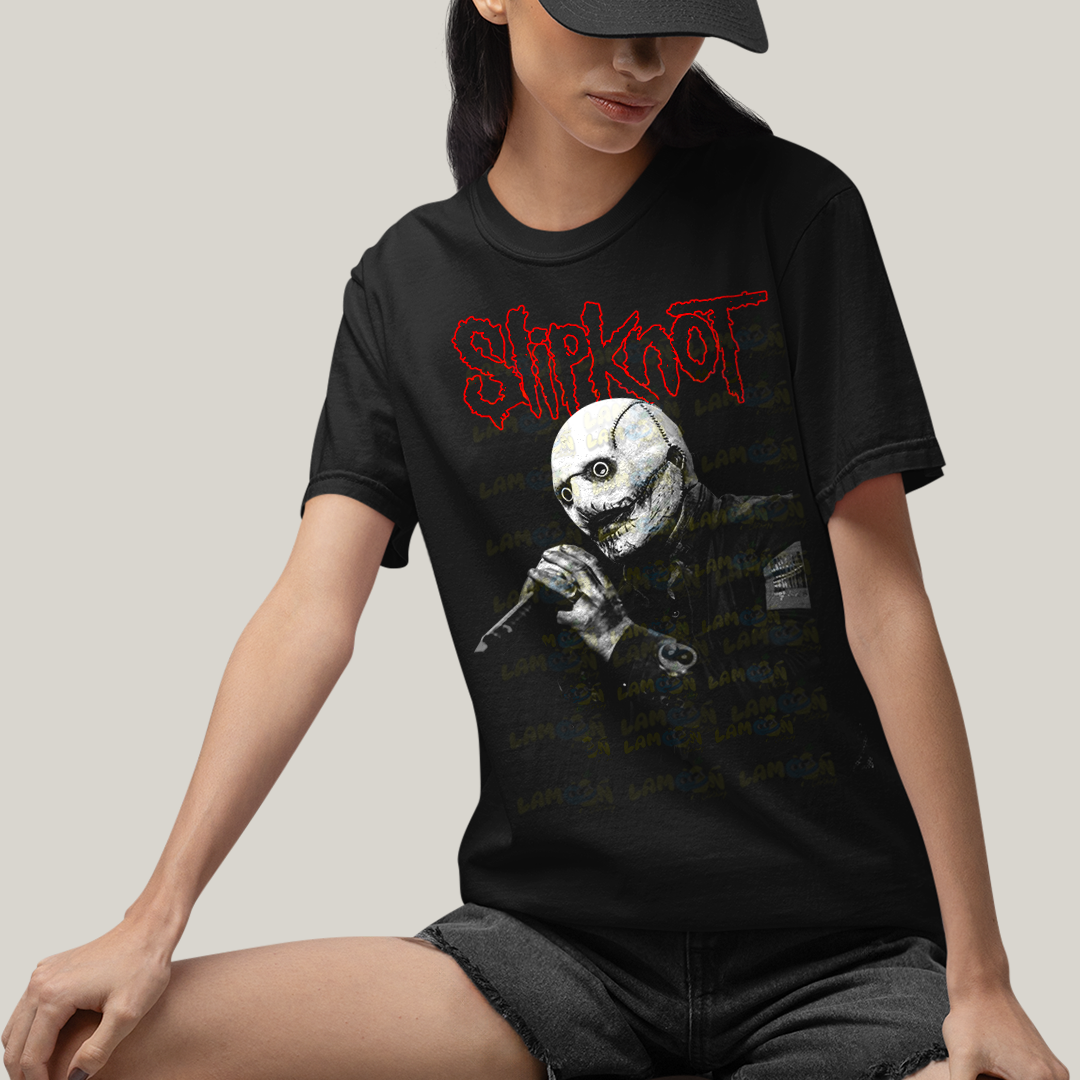 Camiseta Algodão Unissex T shirt Slipknot Black and White