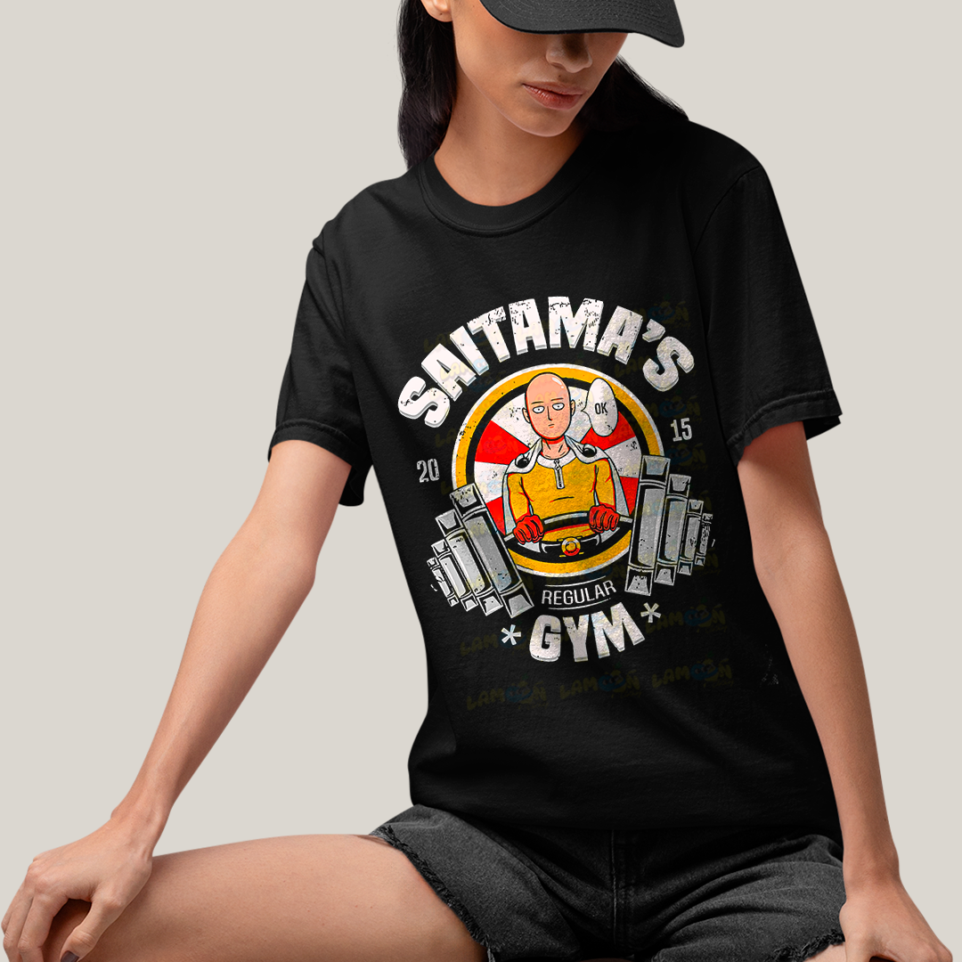Camiseta Algodão Unissex T shirt -Saitama´s Gym One Punch Man Saitama