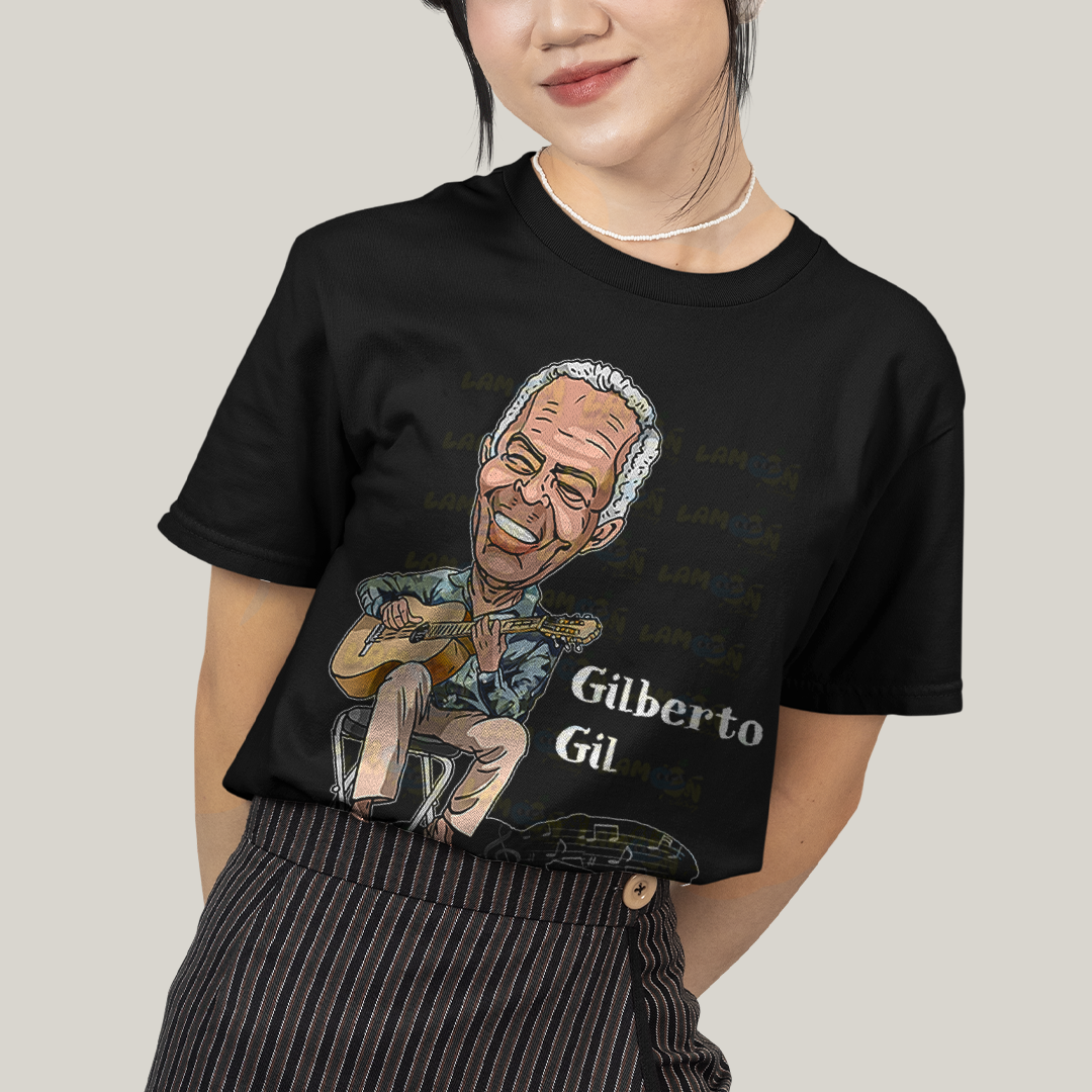 Camiseta Algodão Unissex T shirt Gilberto GIl Cartoon