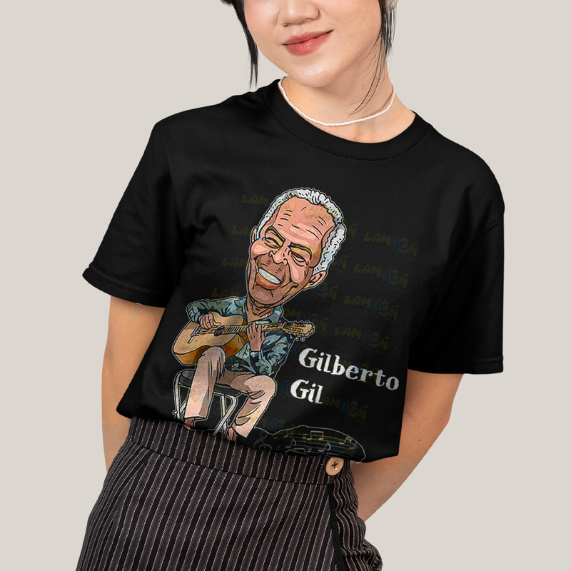 Camiseta Algodão Unissex T shirt Gilberto GIl Cartoon