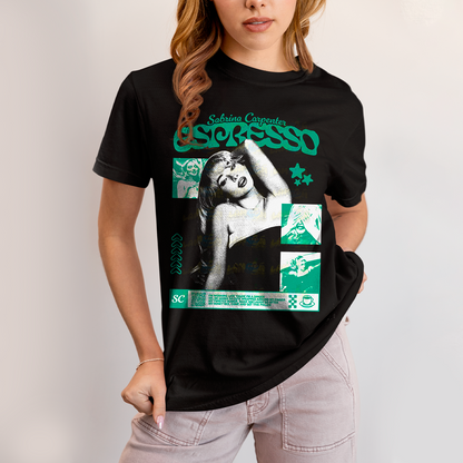 Camiseta Algodão Unissex T shirt Sabrina Carpenter Espresso