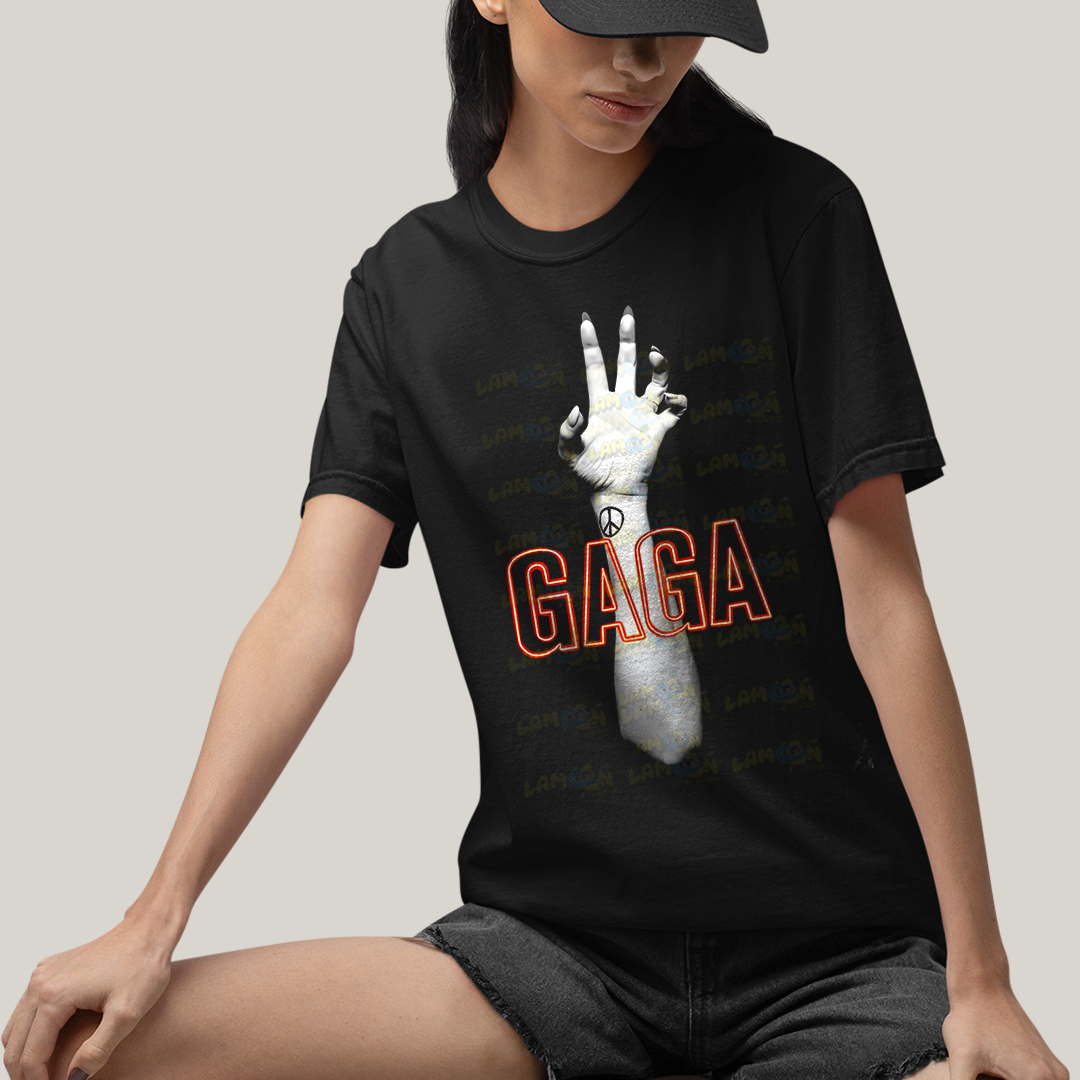 Camiseta Algodão Unissex T shirt-  lady Gaga mao hand