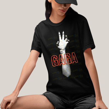 Camiseta Algodão Unissex T shirt-  lady Gaga mao hand