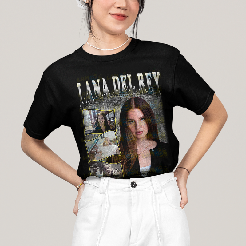 Camiseta Algodão Unissex T shirt Graphic Tee Lana Del Rey Prateado
