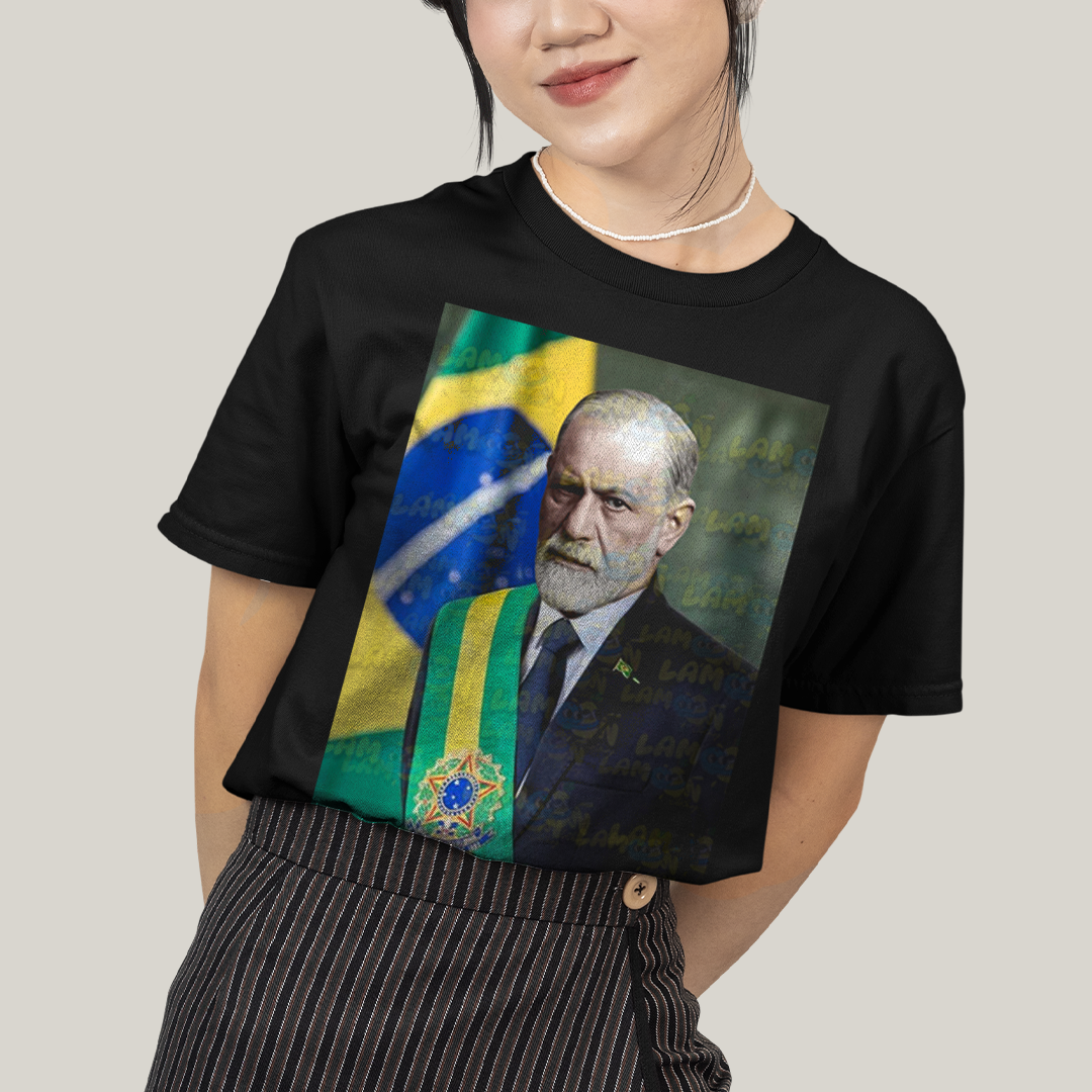 Camiseta Algodão Unissex T shirt -  Sigmund Freud psicologo presidente do brasil