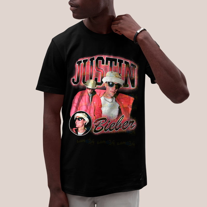 Camiseta Algodão Unissex T shirt Graphic Tee Justin Bieber Vermelho