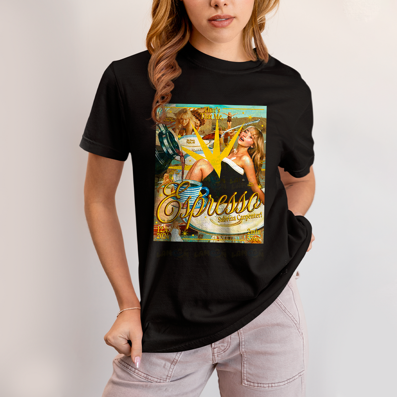 Camiseta Algodão Unissex T shirt Sabrina Carpenter Expresso Amarelo