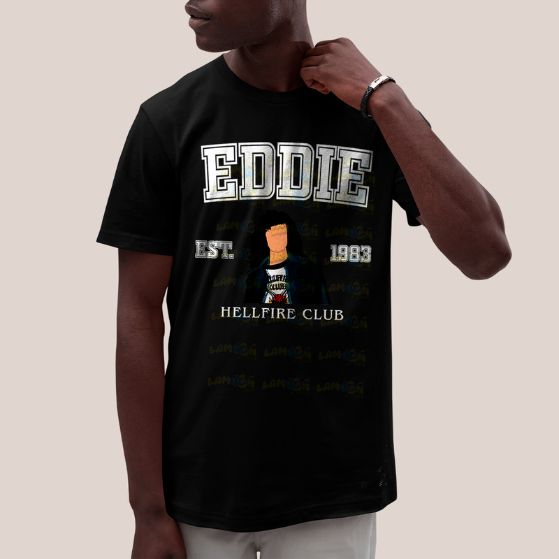 Camiseta Algodão Unissex Tshirt Eddie Munson 1983 Hellfire Club
