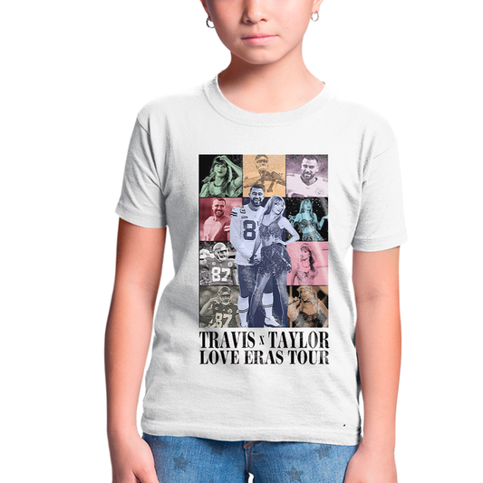 Camiseta Infantil Algodão Travis x Taylor Love Eras Tour