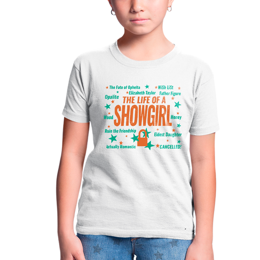 Camiseta Infantil Algodão Taylor Swift The Life of a Showgirl