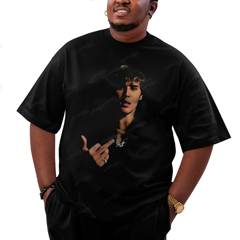 Camiseta Plus Size Algodão Justin Bieber Dedo do Meio