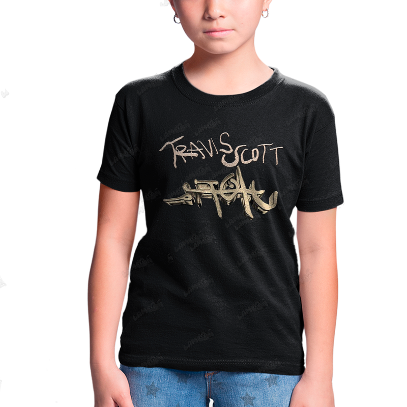 Camiseta Infantil Algodão Travis Scott Grafite