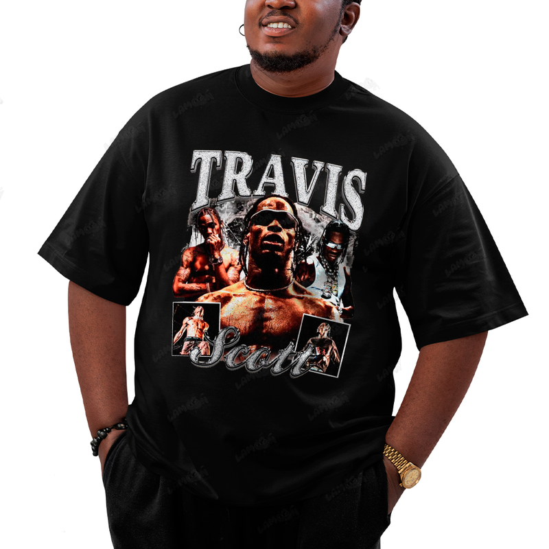 Camiseta Plus Size Algodão T shirt Travis Scott Prateado