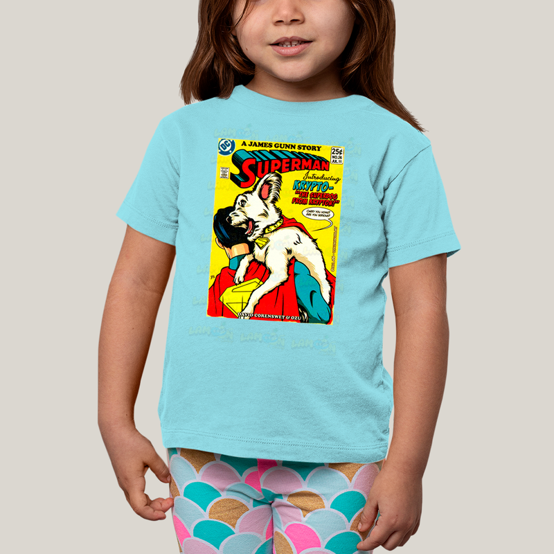Camiseta Infantil Algodão Unissex T shirt Superman & Krypto Supercão HQ