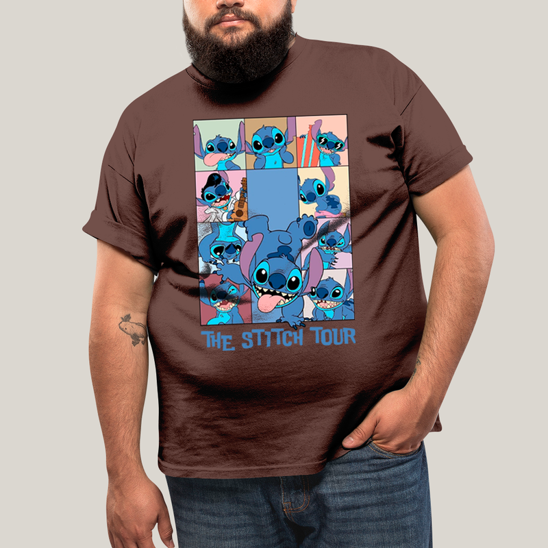 Camiseta Plus Size Algodão Unissex T shirt Lilo & Stitch The Stitch Tour