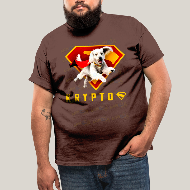 Camiseta Plus Size Algodão Unissex T shirt Superman & Krypto o Supercão