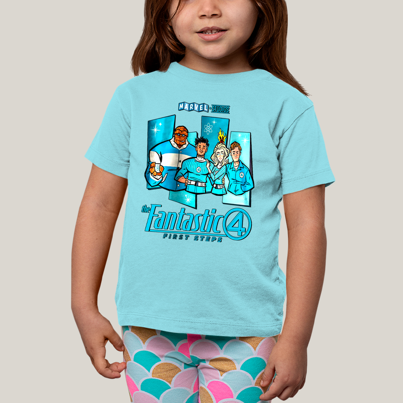Camiseta Infantil Algodão Unissex T shirt Quarteto Fantástico Primeiros Passos Cartunesco