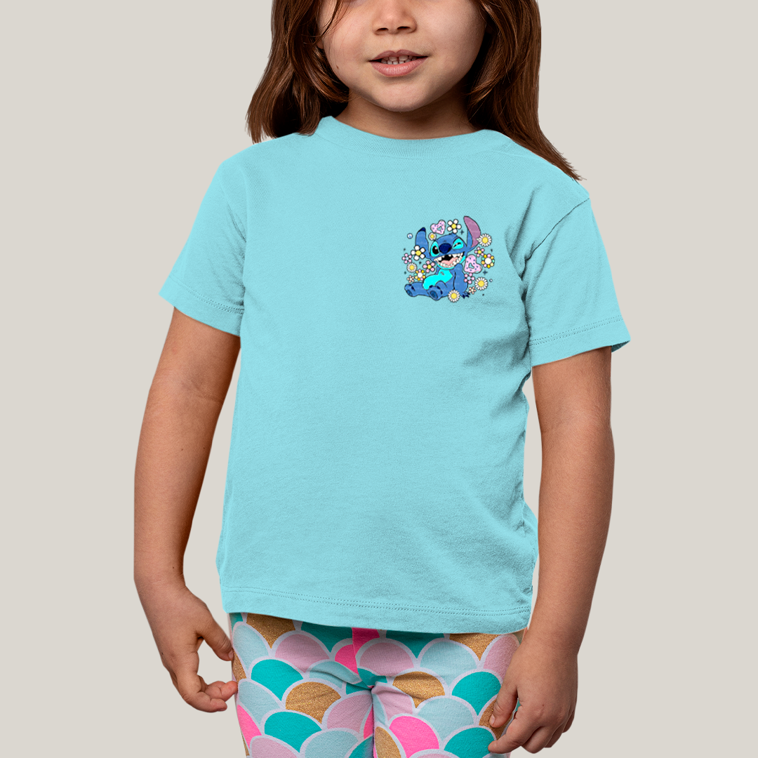 Camiseta Infantil Algodão Unissex T shirt Lilo & Stitch Piscando FC