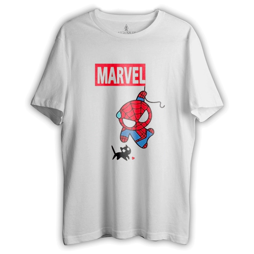 Camiseta Básica Unissex Estampada Homem Aranha Spider Man Cat Marvel