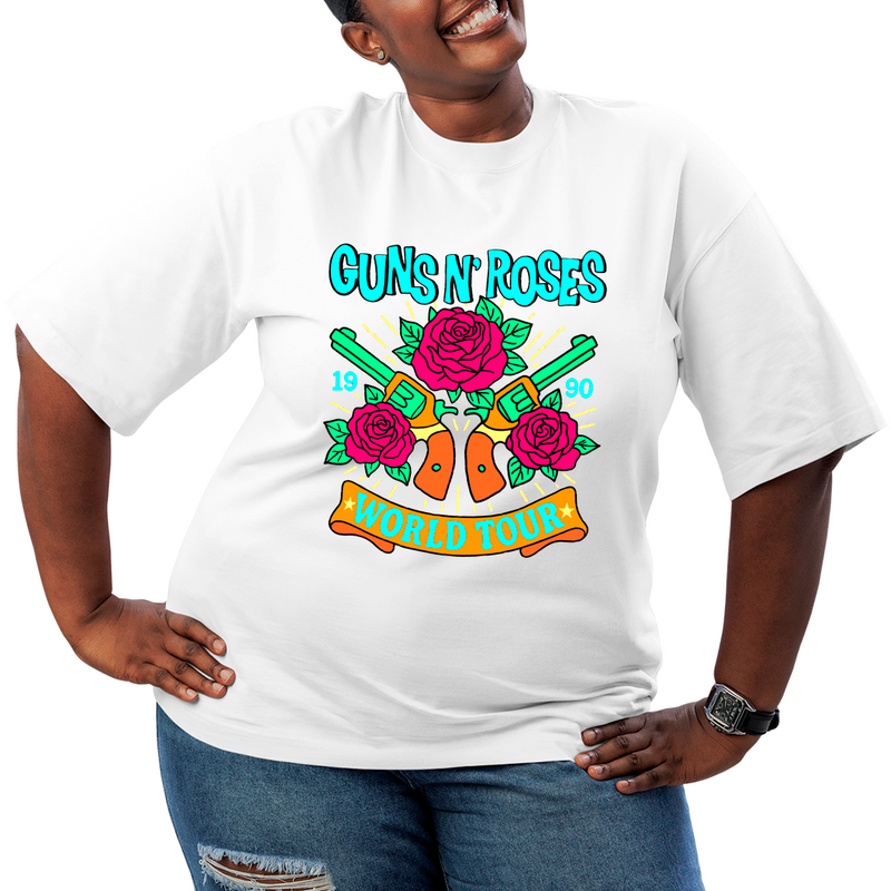 Camiseta Plus SIze Roses Banda World Tour 1990