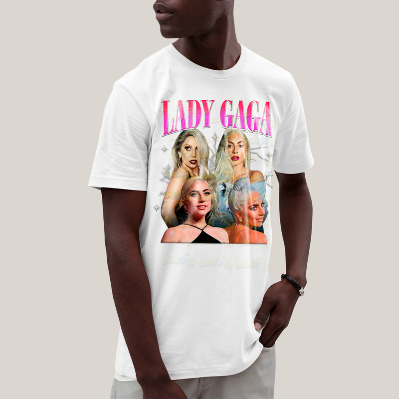 Camiseta Algodão Unissex T shirt Graphic Tee Lady Gaga Pink