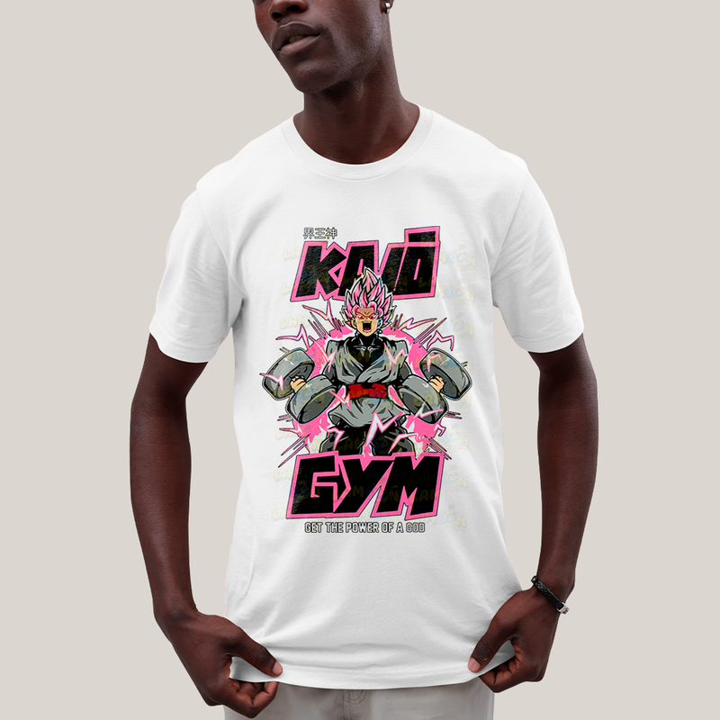 Camiseta Algodão Unissex T shirt Goku Dragon Ball Black Kaio Gym Get the Power of a God