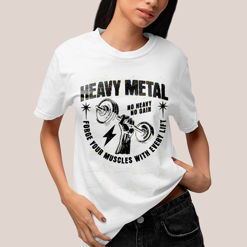 Camiseta Algodão Unissex T shirt Academia Heavy Metal No Heavy No Gain
