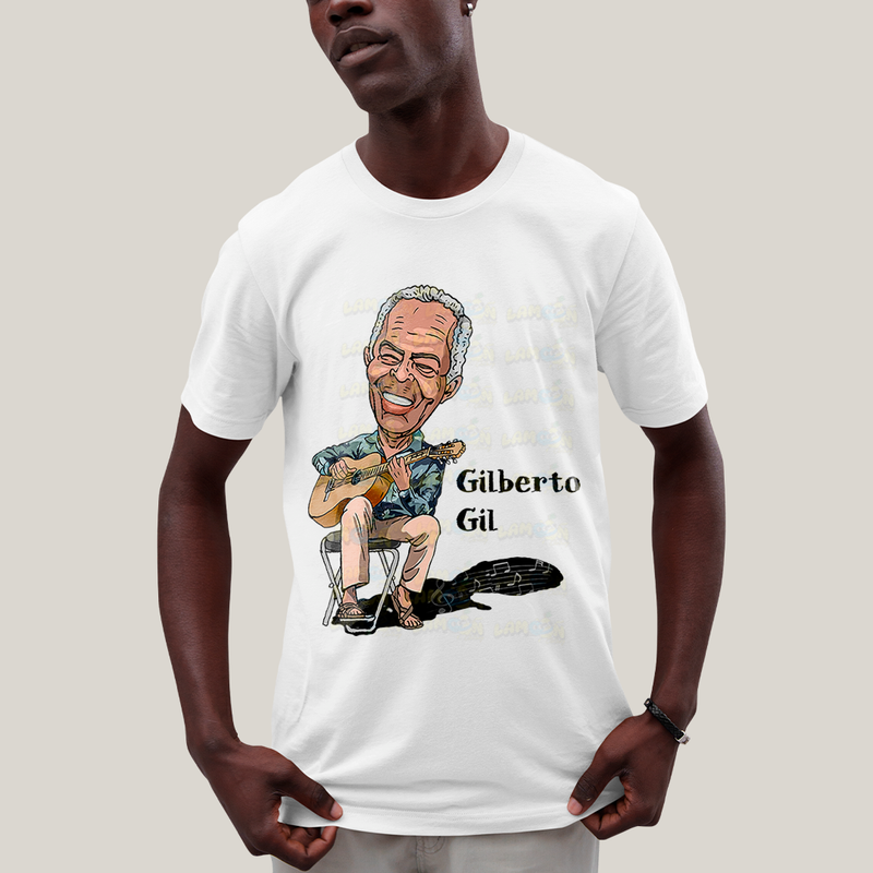 Camiseta Algodão Unissex T shirt Gilberto GIl Cartoon