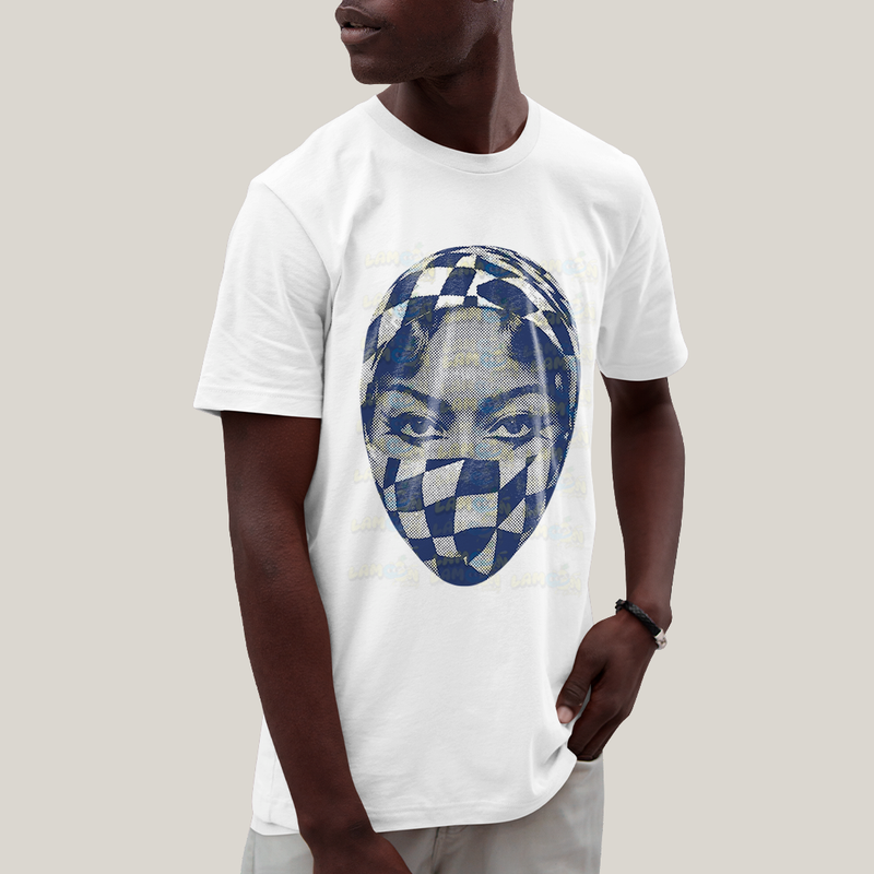 Camiseta Algodão Unissex T shirt -  Byonce Cowboy Rosto azul