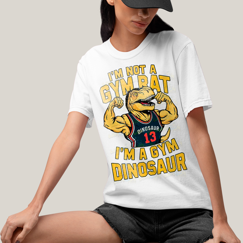 Camiseta Algodão Unissex T shirt Dinossauro Gym academia gym rat dinosaur