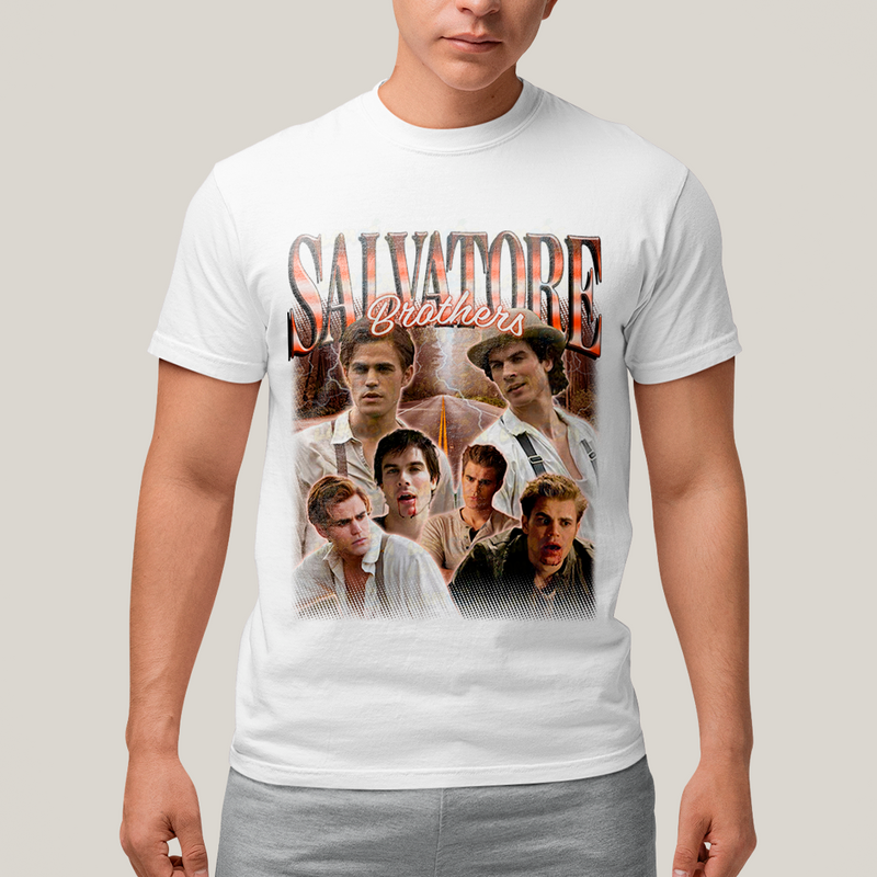 Camiseta Algodão Unissex T shirt -Irmãos Salvatore The Vampire Diaries Diários do Vampiro damon stefan