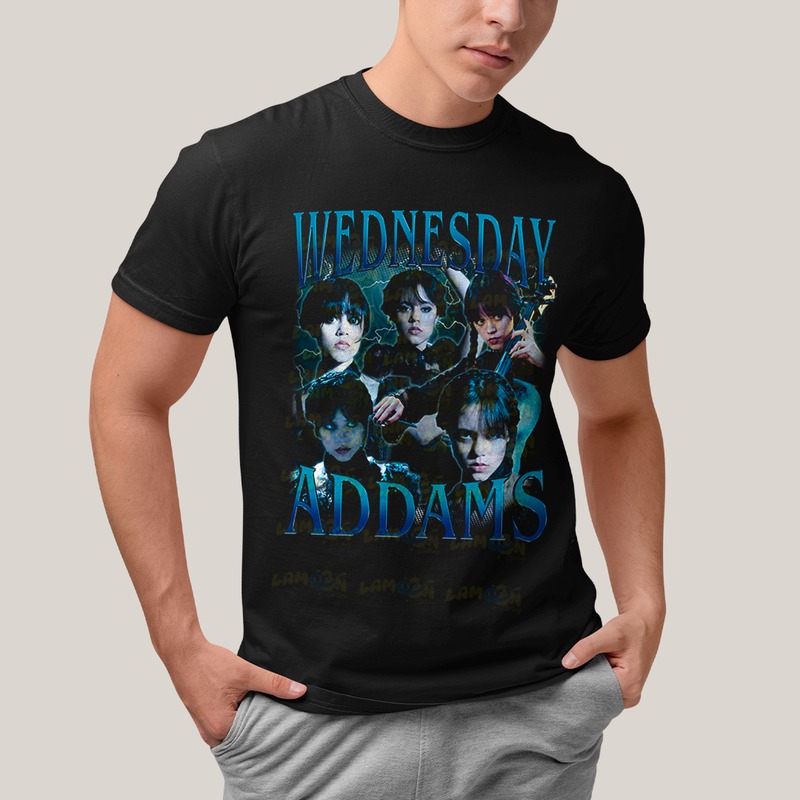 Camiseta Algodão Unissex T shirt Graphic Tee Wednesday Addams Wandinha Gótica