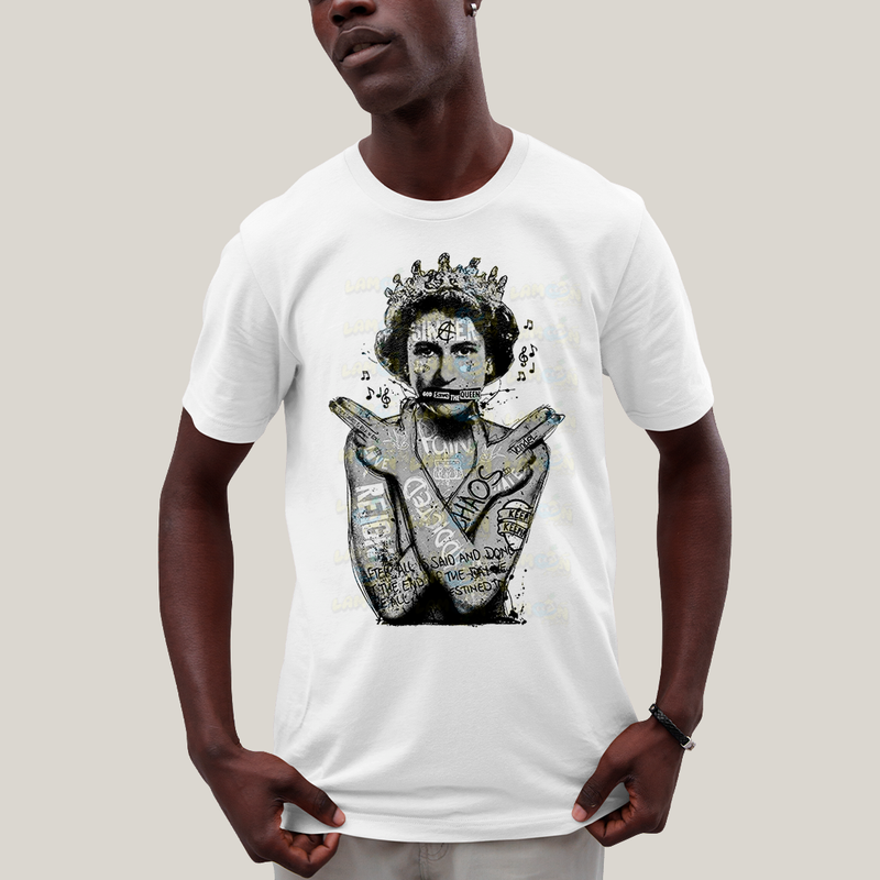 Camiseta Algodão Unissex T shirt - Sex Pistols God Save The Queen preto e branco