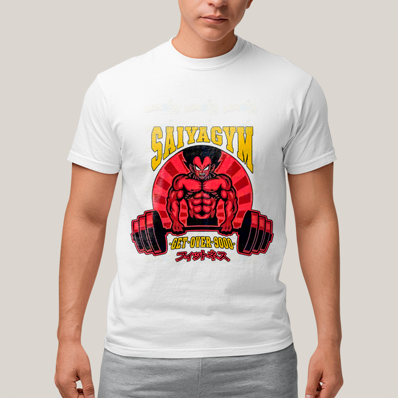 Camiseta Algodão Unissex T shirt - Vegeta Saiyagym Get Over 9000 dragon ball academia