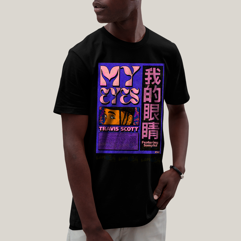 Camiseta Algodão Unissex T shirt GraphicTee Travis Scott My Eyes cantor trap rap