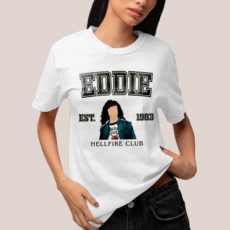 Camiseta Algodão Unissex Tshirt Eddie Munson 1983 Hellfire Club