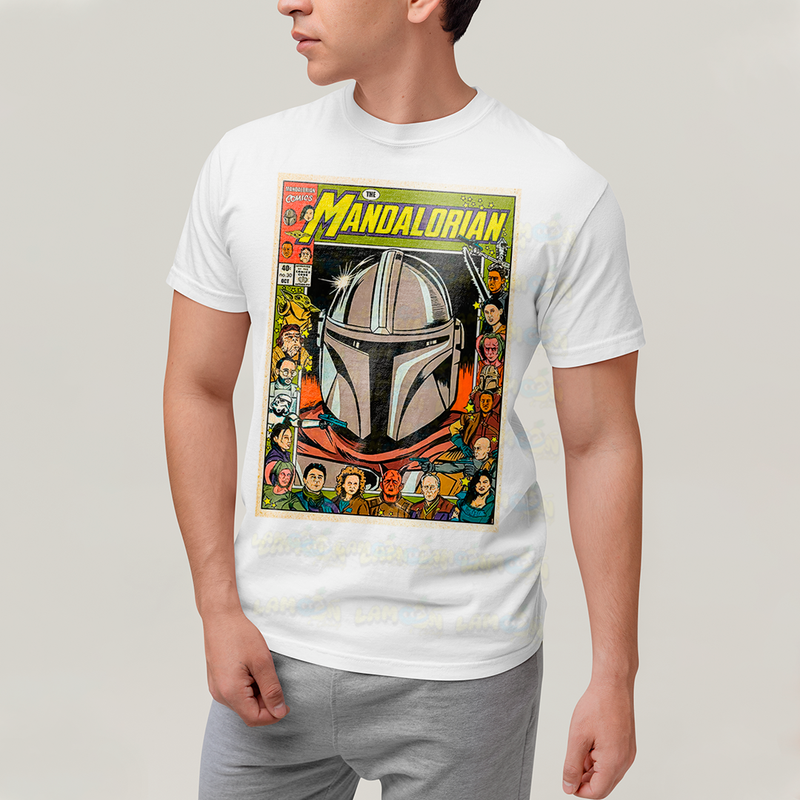 Camiseta Algodão Unissex T shirt -serie the mandalorian O Mandaloriano baby yoda star wars vintage retro