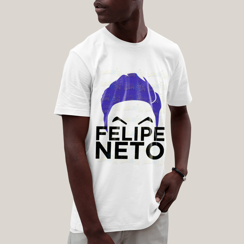 Camiseta Algodão Unissex T shirt - Felipe Neto Cabelo Azul