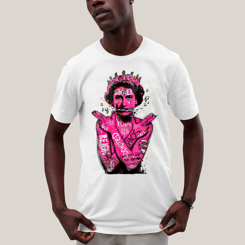 Camiseta Algodão Unissex T shirt - Sex Pistols God Save The Queen rosa pink