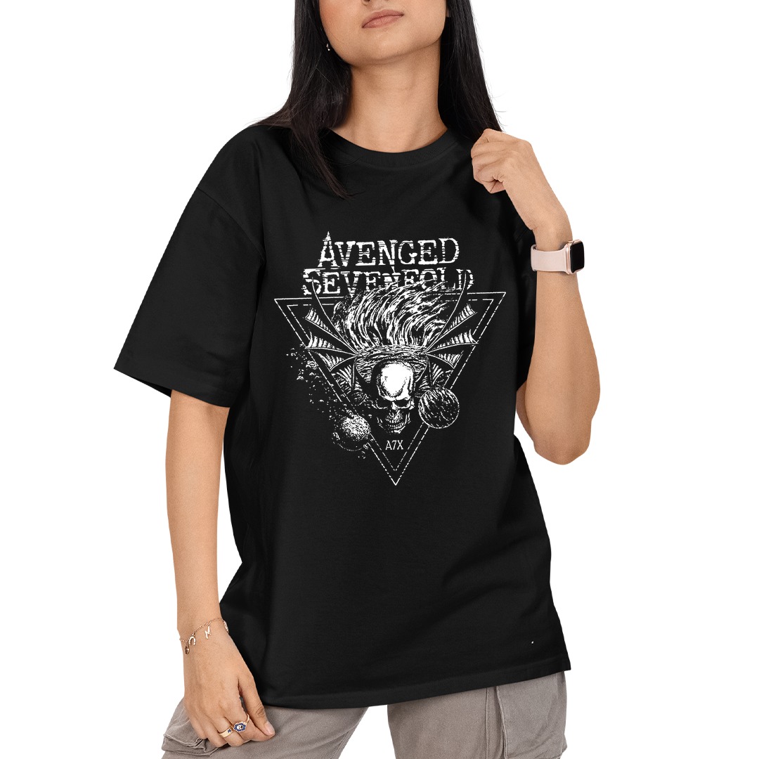 Camiseta Algodão Avenged Seven Fold Caveira Planetas
