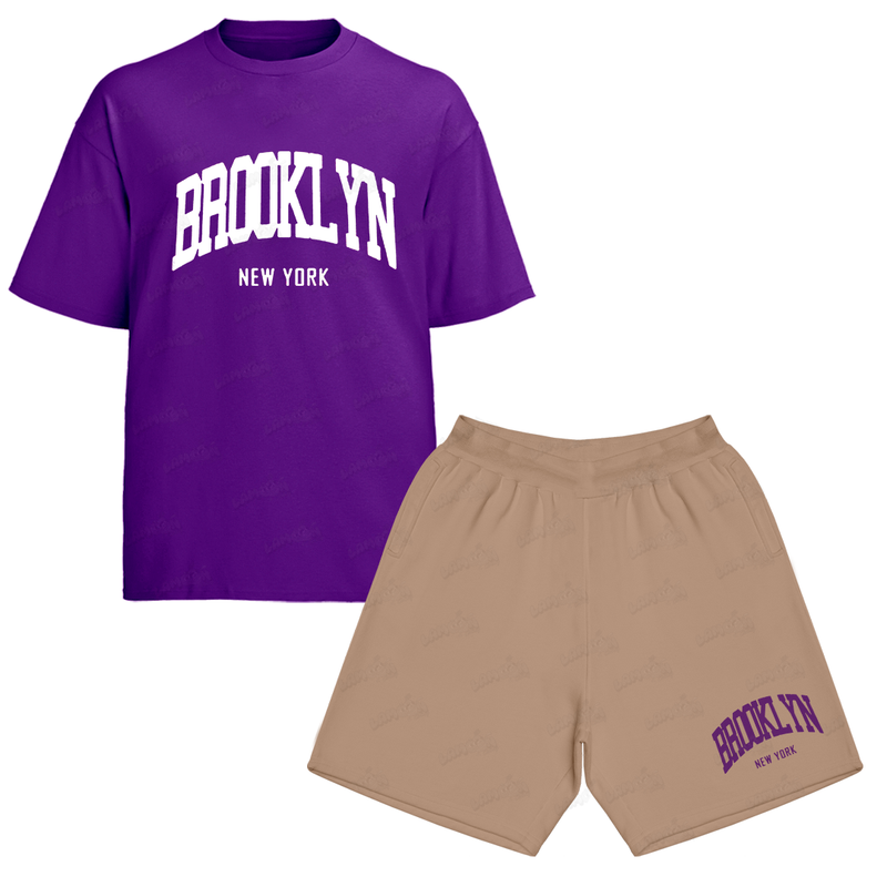 Kit Camiseta e Bermuda Moletom Brooklyn New York