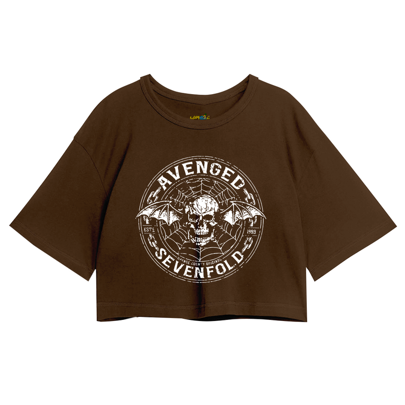 Cropped Oversized Avenged Seven Fold Caveira Logo Dourado