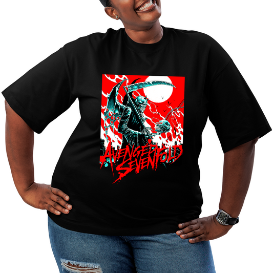 Camiseta Plus Size Avenged Seven Fold Caveira Error