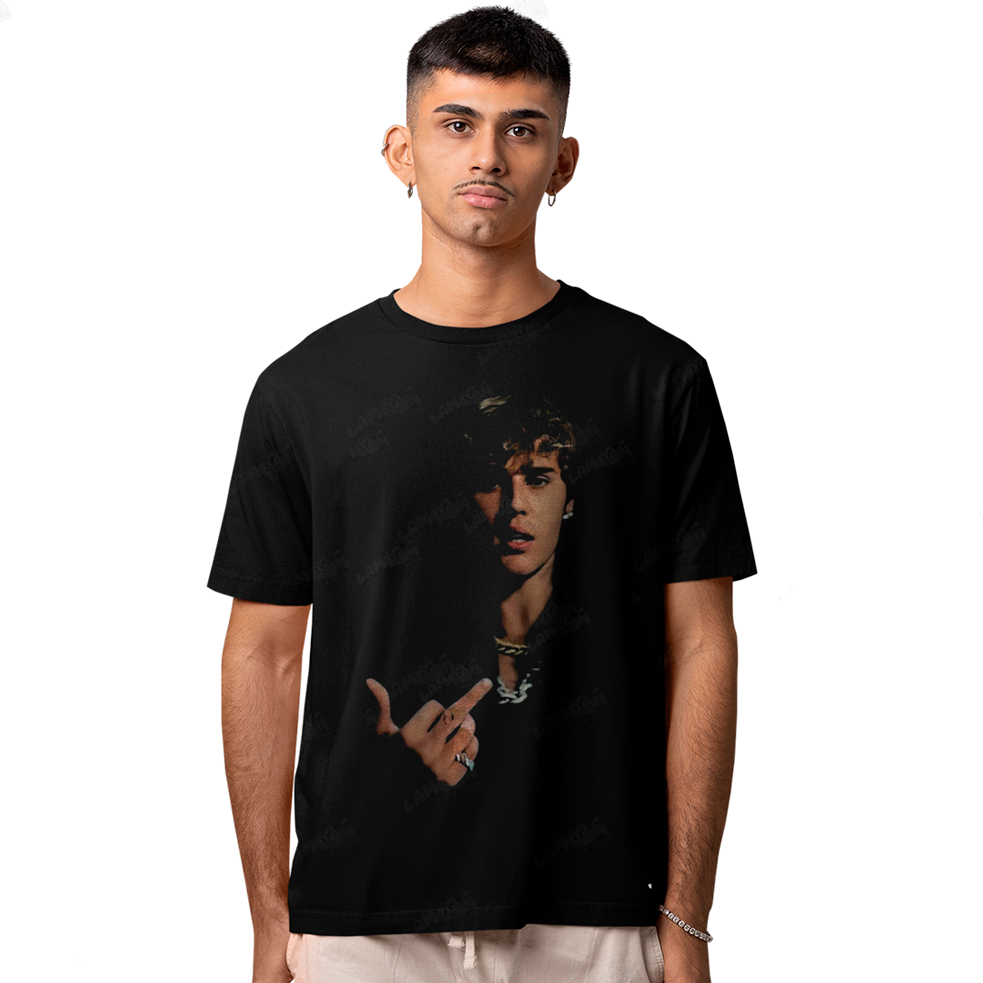 Camiseta Algodão Justin Bieber Dedo do Meio