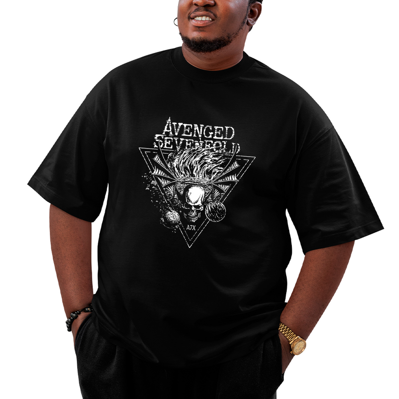 Camiseta Plus Size Avenged Seven Fold Caveira Planetas