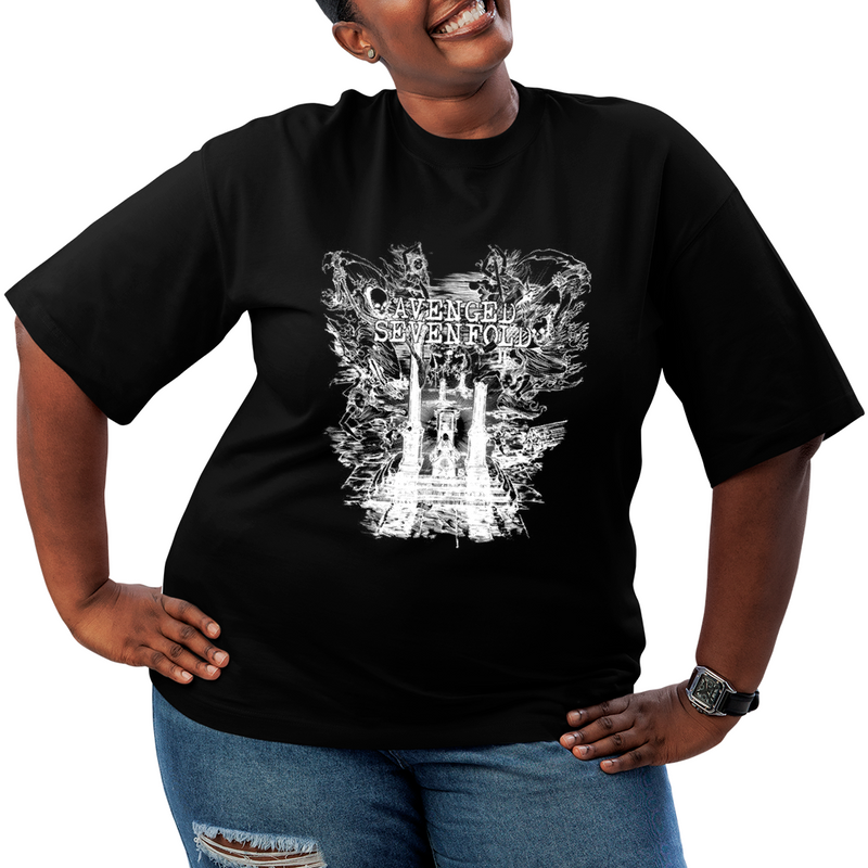 Camiseta Plus Size Avenged Seven Fold Caveira Trono