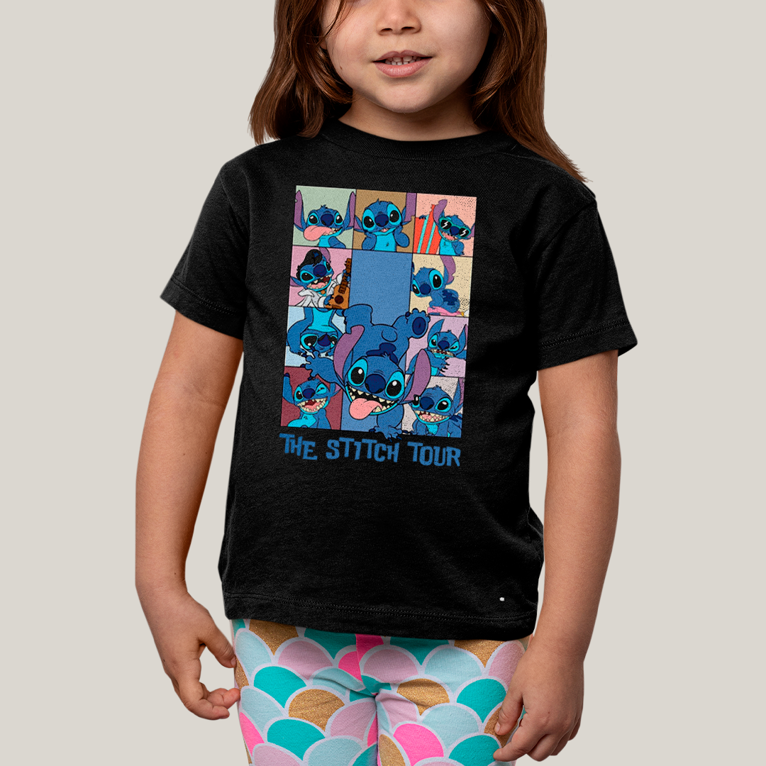 Camiseta Infantil Algodão Unissex T shirt Lilo & Stitch The Stitch Tour