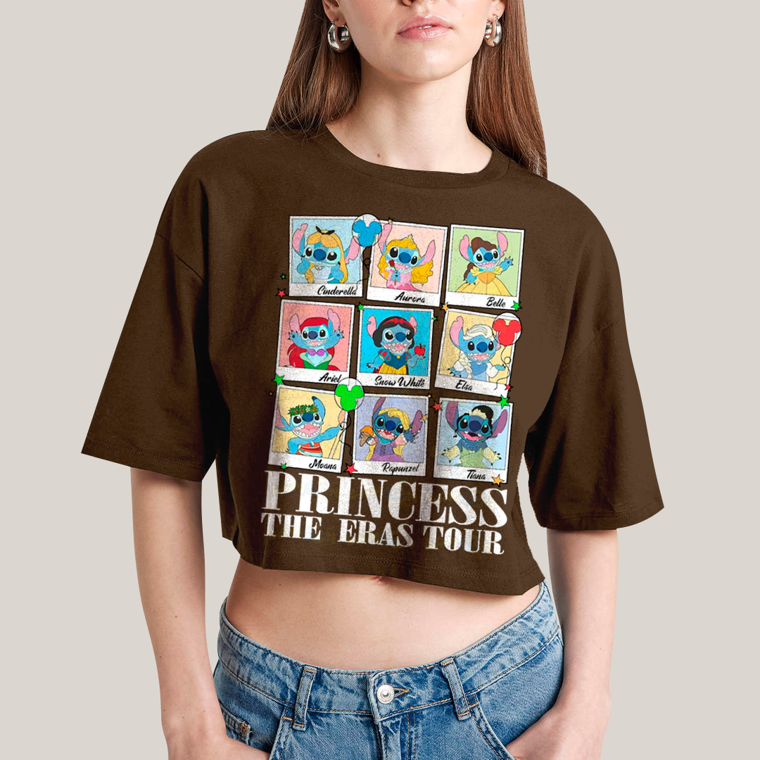 Cropped Oversized Algodão Unissex T shirt Lilo & Stitch Princess The Eras Tour FC