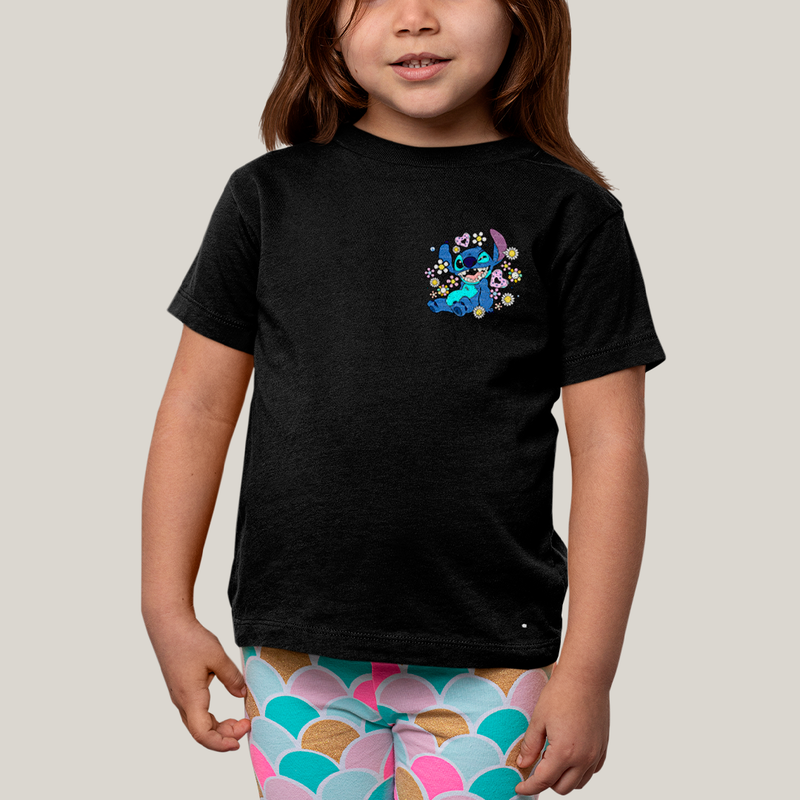 Camiseta Infantil Algodão Unissex T shirt Lilo & Stitch Piscando FC